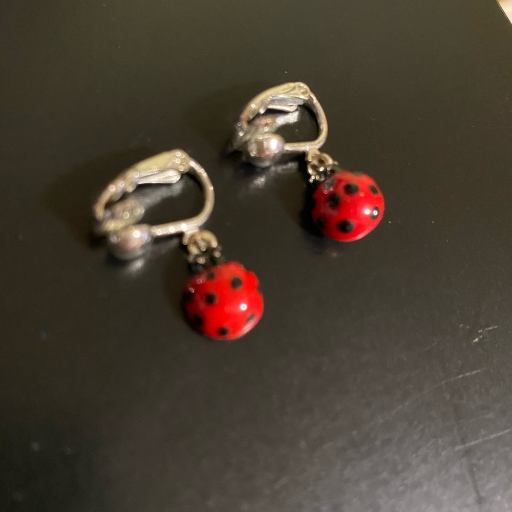 Ladybug clip on earrings